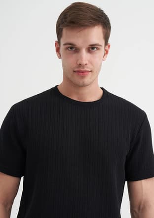 25Yceeo04011 Erkek Siyah Bisiklet Yaka T-shirt - 2