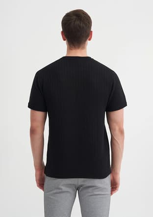 25Yceeo04011 Erkek Siyah Bisiklet Yaka T-shirt - 3