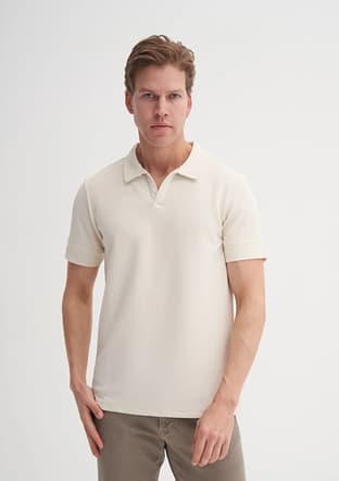 25Yceeo04201 Erkek Bej Polo Yaka T-shirt - 1