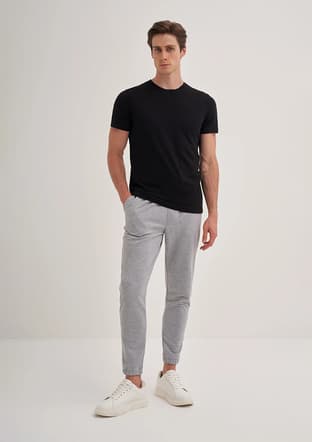 25Yceeo04602 Erkek Siyah Bisiklet Yaka T-shirt - 1
