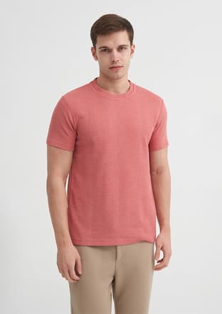 25Yceeo04177 Erkek Pembe Bisiklet Yaka T-shirt - 2