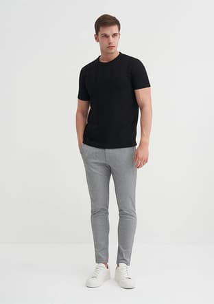 25Yceeo04177 Erkek Siyah Bisiklet Yaka T-shirt - 1
