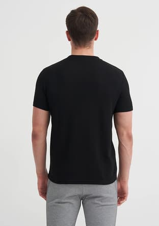 25Yceeo04177 Erkek Siyah Bisiklet Yaka T-shirt - 3