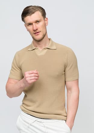 25 Bst Arana Erkek Bej Triko T-shirt - 1