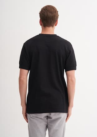 25Yceeo04220 Erkek Siyah Bisiklet Yaka T-shirt - 2