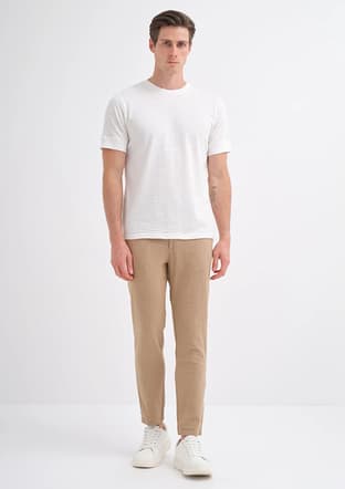 25Yceeo04220 Erkek Beyaz Bisiklet Yaka T-shirt - 1