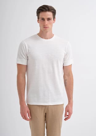 25Yceeo04220 Erkek Beyaz Bisiklet Yaka T-shirt - 2