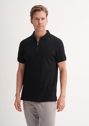 25Yceeo04122 Erkek Siyah Polo Yaka T-shirt - 1