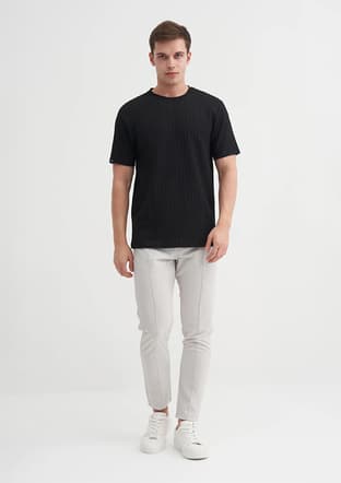 25Yceeo04051 Erkek Siyah Bisiklet Yaka T-shirt - 2