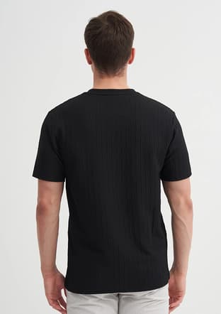 25Yceeo04051 Erkek Siyah Bisiklet Yaka T-shirt - 3