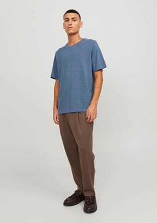 12245087 Erkek Mavi Bisiklet Yaka T-shirt - 2