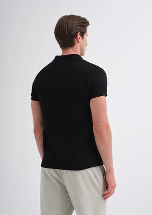 25Yceeo04012 Erkek Siyah Polo Yaka T-shirt - 3