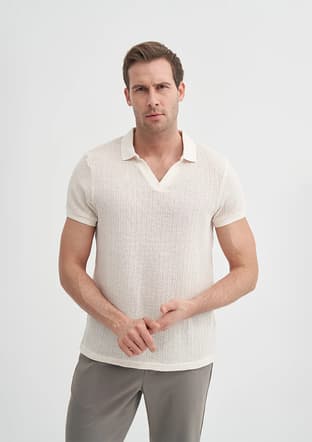 25Yceeo04012 Erkek Beyaz Polo Yaka T-shirt - 2