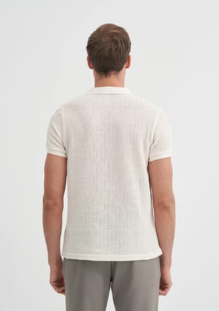 25Yceeo04012 Erkek Beyaz Polo Yaka T-shirt - 3
