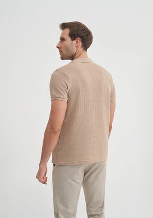 25Yceeo04012 Erkek Bej Polo Yaka T-shirt - 3
