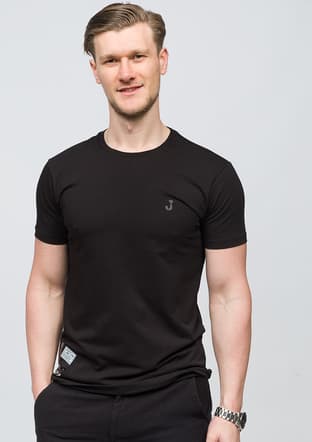 25 Bst Andre Erkek Siyah Bisiklet Yaka T-shirt - 1