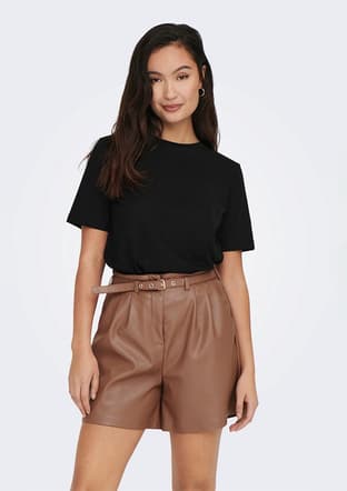 15270390 Kadın Siyah Bisiklet Yaka T-shirt - 2