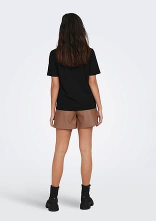 15270390 Kadın Siyah Bisiklet Yaka T-shirt - 3