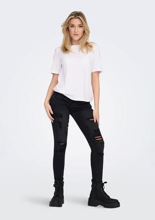 15270390 Kadın Beyaz Bisiklet Yaka T-shirt - 1