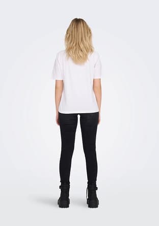 15270390 Kadın Beyaz Bisiklet Yaka T-shirt - 3