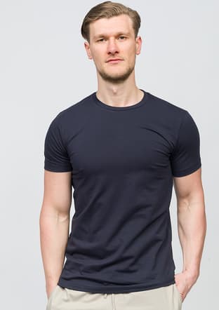 25Svjj01 Basıc Erkek Lacivert Bisiklet Yaka T-shirt - 1
