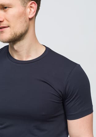 25Svjj01 Basıc Erkek Lacivert Bisiklet Yaka T-shirt - 3