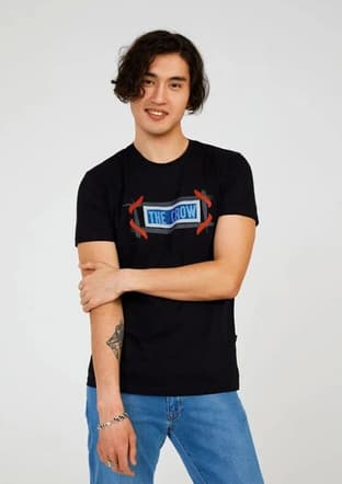 Tc7127 Erkek Siyah Baskılı T-shirt - 1