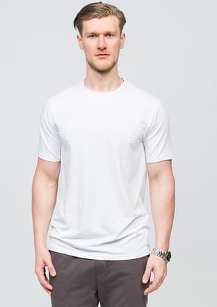 25Svjj01 Basıc Erkek Beyaz Bisiklet Yaka T-shirt - 1