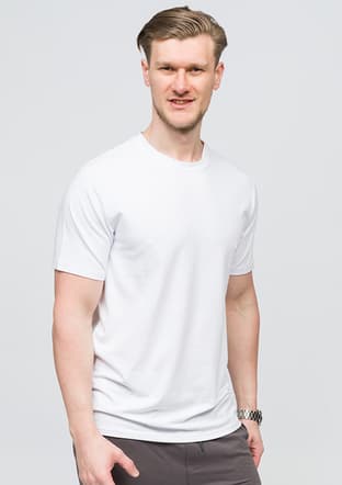 25Svjj01 Basıc Erkek Beyaz Bisiklet Yaka T-shirt - 2