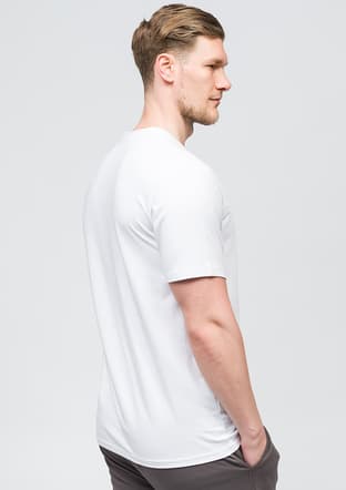 25Svjj01 Basıc Erkek Beyaz Bisiklet Yaka T-shirt - 3