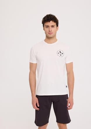 Tc5306 Erkek Beyaz Baskılı T-shirt - 1
