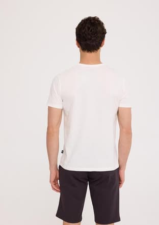 Tc5306 Erkek Beyaz Baskılı T-shirt - 2
