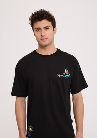 Tc9032 Erkek Siyah Basic T-shirt - 1