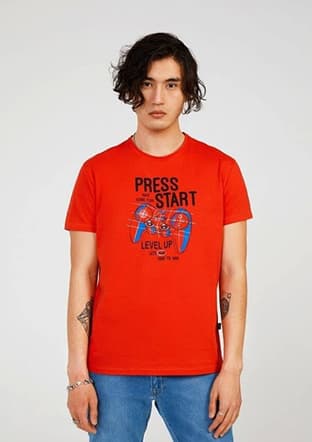 Tc7123 Erkek Kırmızı Baskılı T-shirt - 1