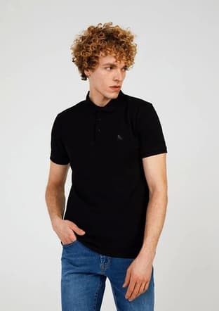 Tc4613 Erkek Siyah Polo Yaka T-shirt - 2