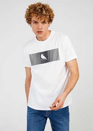 Tc7126 Erkek Beyaz Baskılı T-shirt - 1