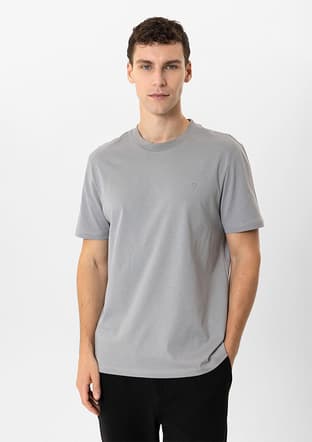 B34W10001 Erkek Gri Bisiklet Yaka T-shirt - 1