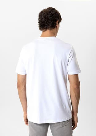 B34W10001 Erkek Beyaz Bisiklet Yaka T-shirt - 2