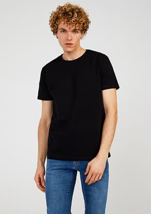 Tc4603 Erkek Siyah Basic T-shirt - 1