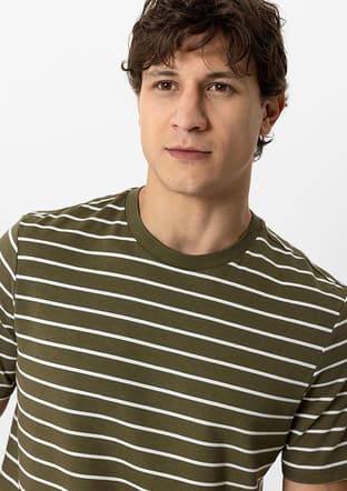 B33S10033 Erkek Yeşil Bisiklet Yaka T-shirt - 3