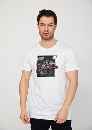 23Yceeo04176 Erkek Beyaz Bisiklet Yaka T-shirt - 1
