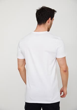 23Yceeo04176 Erkek Beyaz Bisiklet Yaka T-shirt - 2