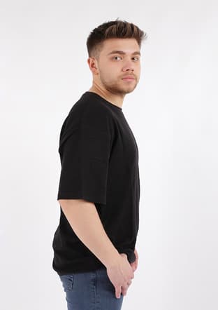 23Yceeo04219 Erkek Siyah Bisiklet Yaka T-shirt - 3