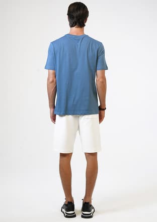 B33S10040 Erkek Mavi Bisiklet Yaka T-shirt - 3