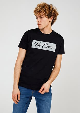 Tc7128 Erkek Siyah Baskılı T-shirt - 1