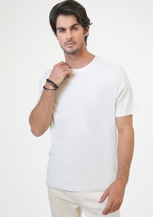 B33S10040 Erkek Gri Bisiklet Yaka T-shirt - 1