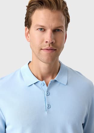B35S40018 Erkek Mavi Triko T-shirt - 3