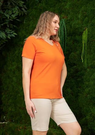 O4053 Kadın Turuncu Kısa Kol T-shirt - 2