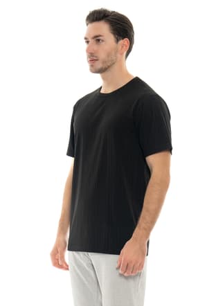 24Yjeeo04153 Erkek Siyah Bisiklet Yaka T-shirt - 3