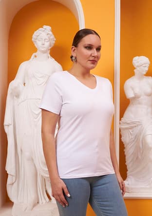 O4053 Kadın Beyaz Kısa Kol T-shirt - 3